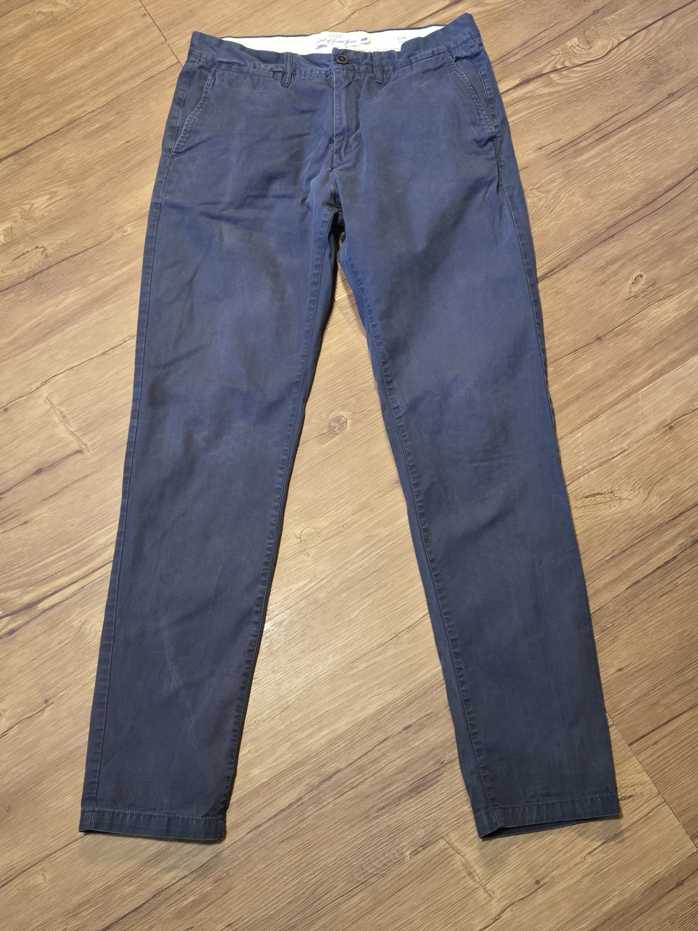 H&M L.O.G.G. Men's Slim Fit Chino Pants Size 31 Navy Blue 100% Cotton